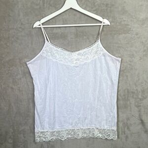 Great Northwest Indigo Crinkle Lace Tank Cami Womens‎ Y2K White 2X